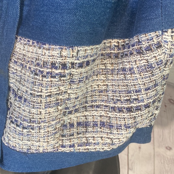 NWT DENIM & TWEED BUTTON FRONT BUSTIER TOP - Picture 9 of 16